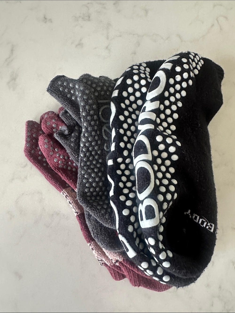 toesox No-Show Grip Socks Bundle in Black, Gray and Maroon